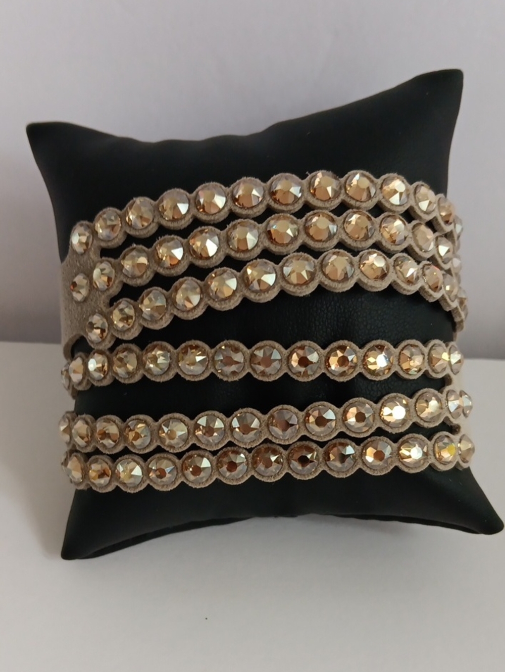 Swarovski Power Collection  "Golden Shadow" Champagne Crystal Wrap Bracelet NWT
